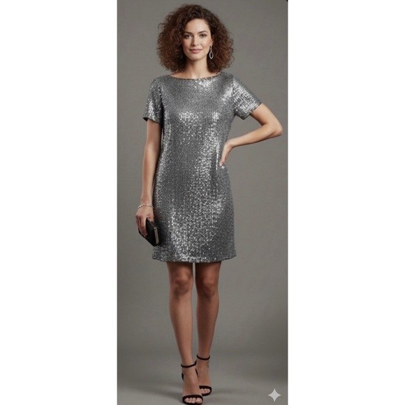 Ann Taylor Dresses & Skirts - NWT Ann Taylor Silver Sequin Shift Cocktail Dress